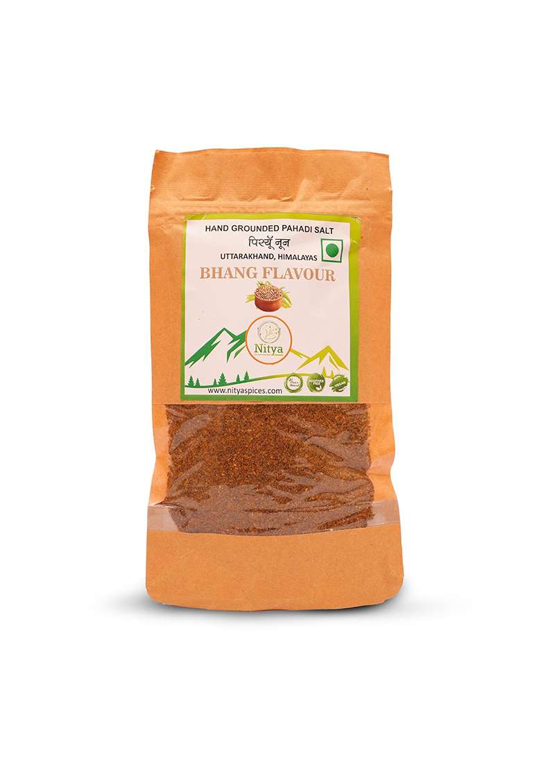 Nitya Pahadi Pisi Noon Himalayan Black Salt Powder With Hemp Seeds | Organic Bhang Namak Natural Mineral-Rich For Cooking And Soups Authentic Flavour Healthy Pure (100 Gm) - Indya