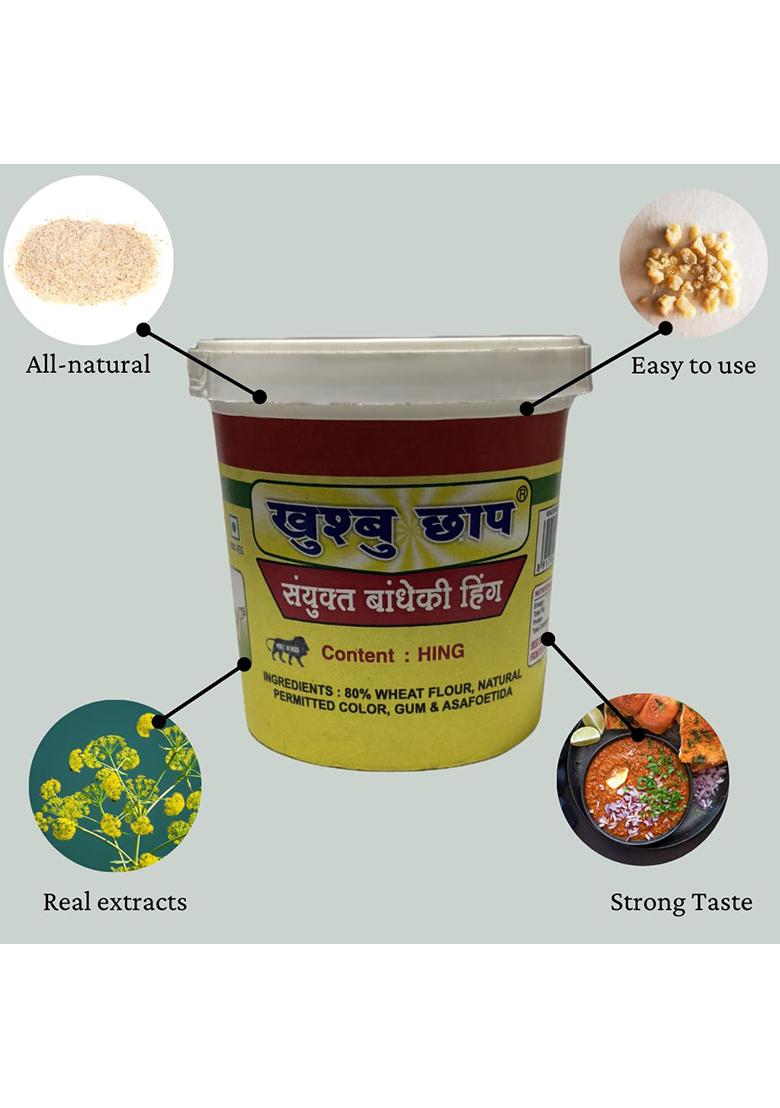 Pandit Pharmaceuticals Khushbu Bandhani 100% Natural Compounded Asafoetida Spice Mild Hing Powder 1Kg (200Gmx5)