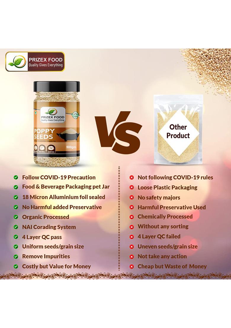 Prizex Fresh White Poppy Seeds For Eating (Khus Khus Posta Dana), 100% Pure (500 Gm)