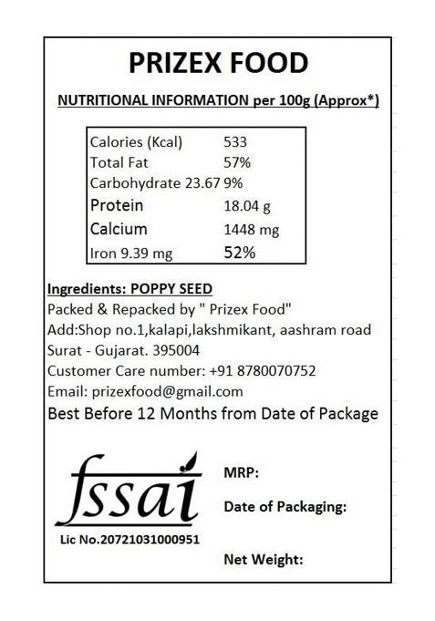 Prizex Fresh White Poppy Seeds For Eating (Khus Khus Posta Dana), 100% Pure (500 Gm)