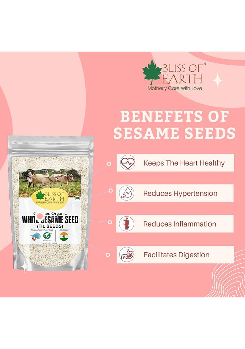 Bliss Of Earth Organic Sesame Seeds 2X200 Gm White For Eating, Raw Til