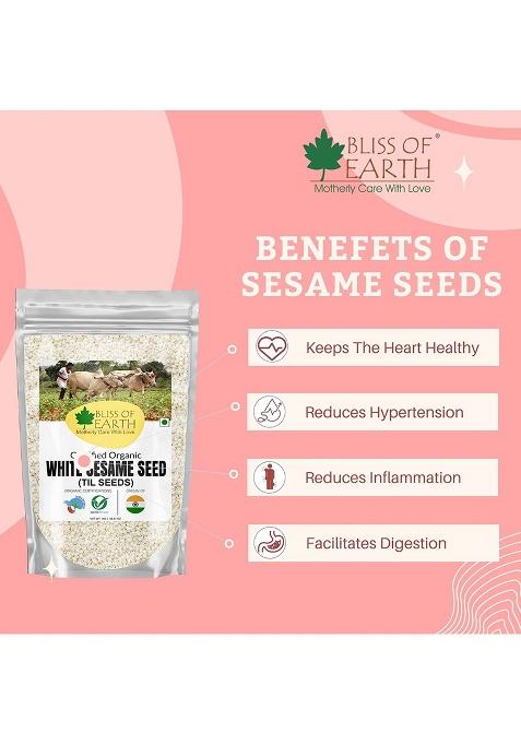 Bliss Of Earth Organic Sesame Seeds 2X200 Gm White For Eating, Raw Til