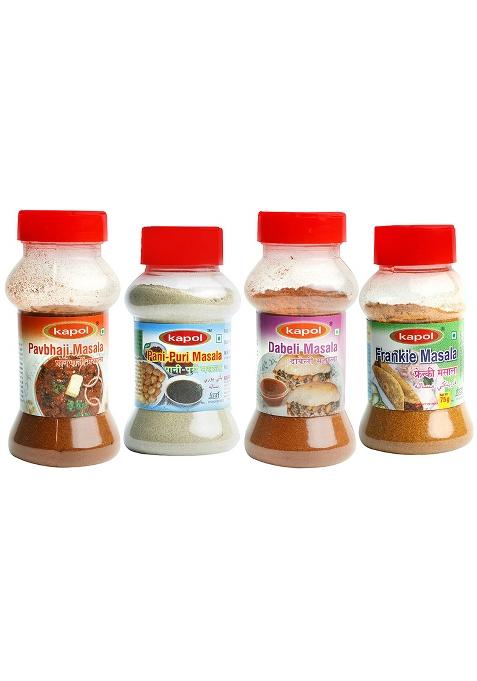 Kapol Pav Bhaji Masala, Pani Puri Dabeli Frankie Masala - Combo Of 4 (75 Grams)