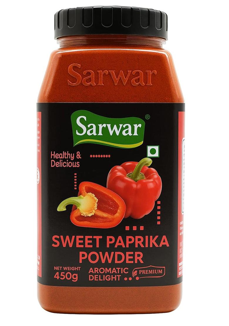 Sarwar Sweet Paprika Powder 450G | 100% Pure, Natural Spice Aromatic, Mild & Flavorful No Added Color, Gluten-Free, Vegan Ideal For Indian, Bbq, Continental Cooking Seasoning