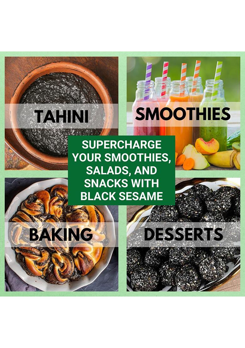 Bliss Of Earth 100Gm Unhulled Black Sesame Seeds, Kaale Til, Fresh & Organic Fully Fiber Rich Great For Cooking Baking