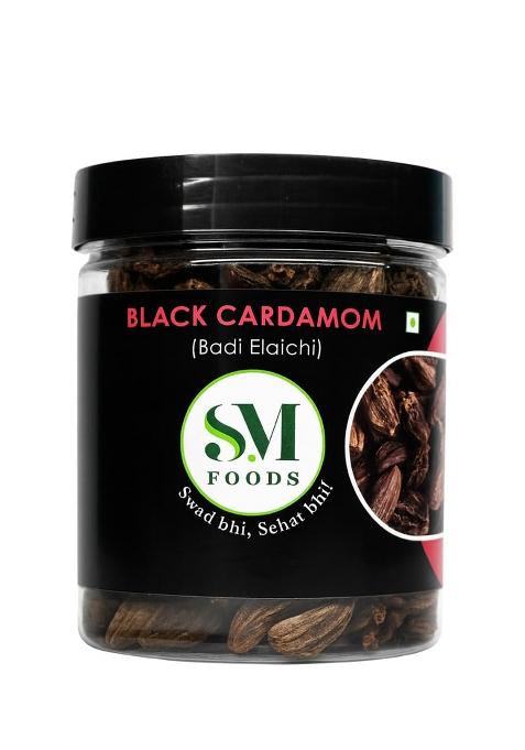 Sm Foods Premium Black Cardamom Badi Elaichi, Whole Spice Fresh, Smoky Flavor With Health Benefits Elaichi Sabut (100 G)