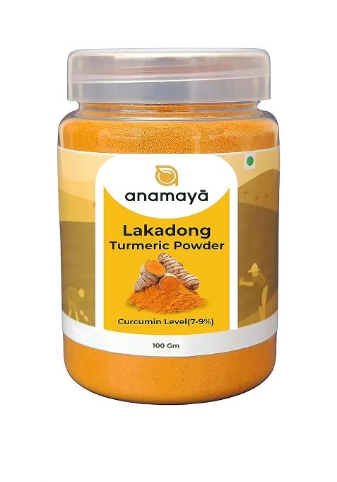Anamaya Lakadong Turmeric Powder From Meghalaya | High Curcumin Haldi 7 9% Content 100G Natural Packed In A Reusable Food-Grade Jar
