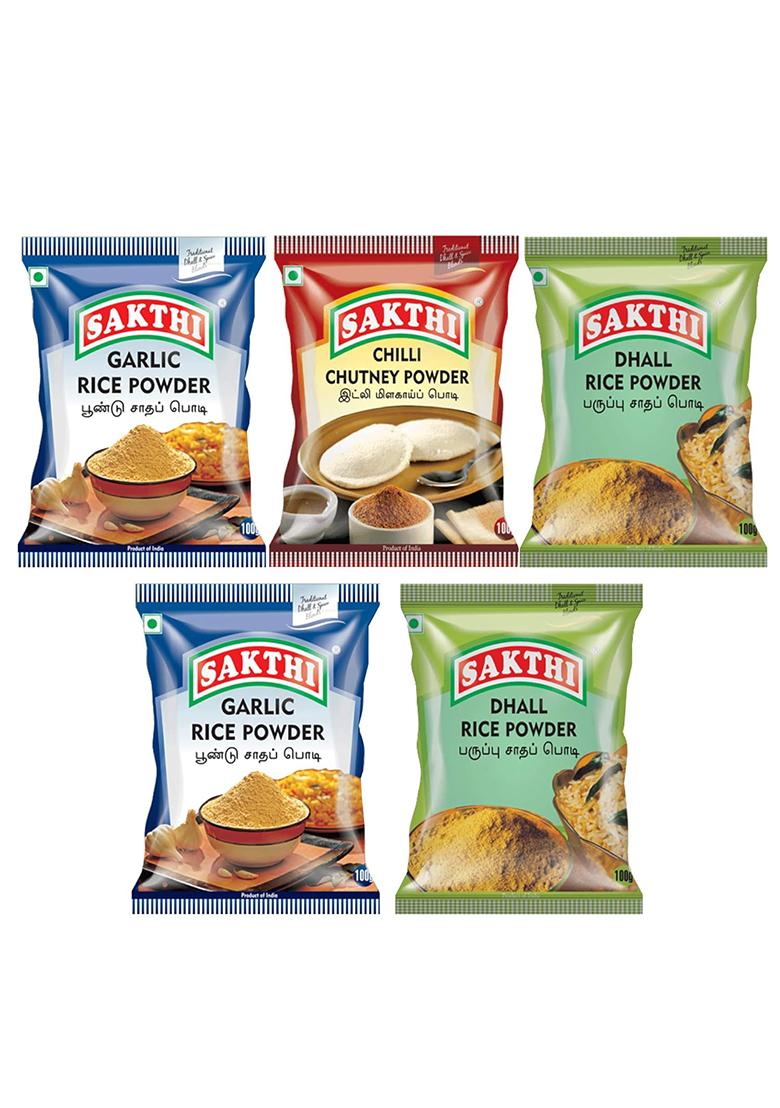 Sakthi Chilly Chutney (Pack Of 1) + Dhal Rice Mix 2) Garlic | South Indian Premium Spice Blend Combo Pack
