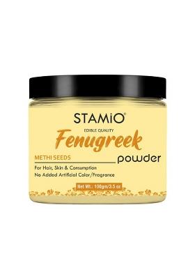 Stamio Fenugreek Powder 100 Gm For Hair Growth, Pack, Face, Skin Care, Mask | Natural Methi Dana/Seeds Men & Women In Jar 3.53 Oz