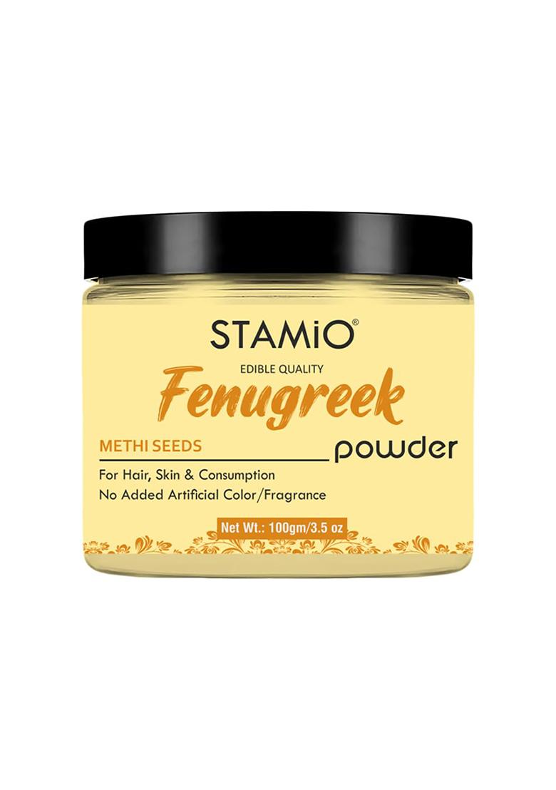 Stamio Fenugreek Powder 100 Gm For Hair Growth, Pack, Face, Skin Care, Mask | Natural Methi Dana/Seeds Men & Women In Jar 3.53 Oz