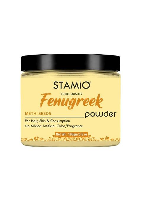 Stamio Fenugreek Powder 100 Gm For Hair Growth, Pack, Face, Skin Care, Mask | Natural Methi Dana/Seeds Men & Women In Jar 3.53 Oz