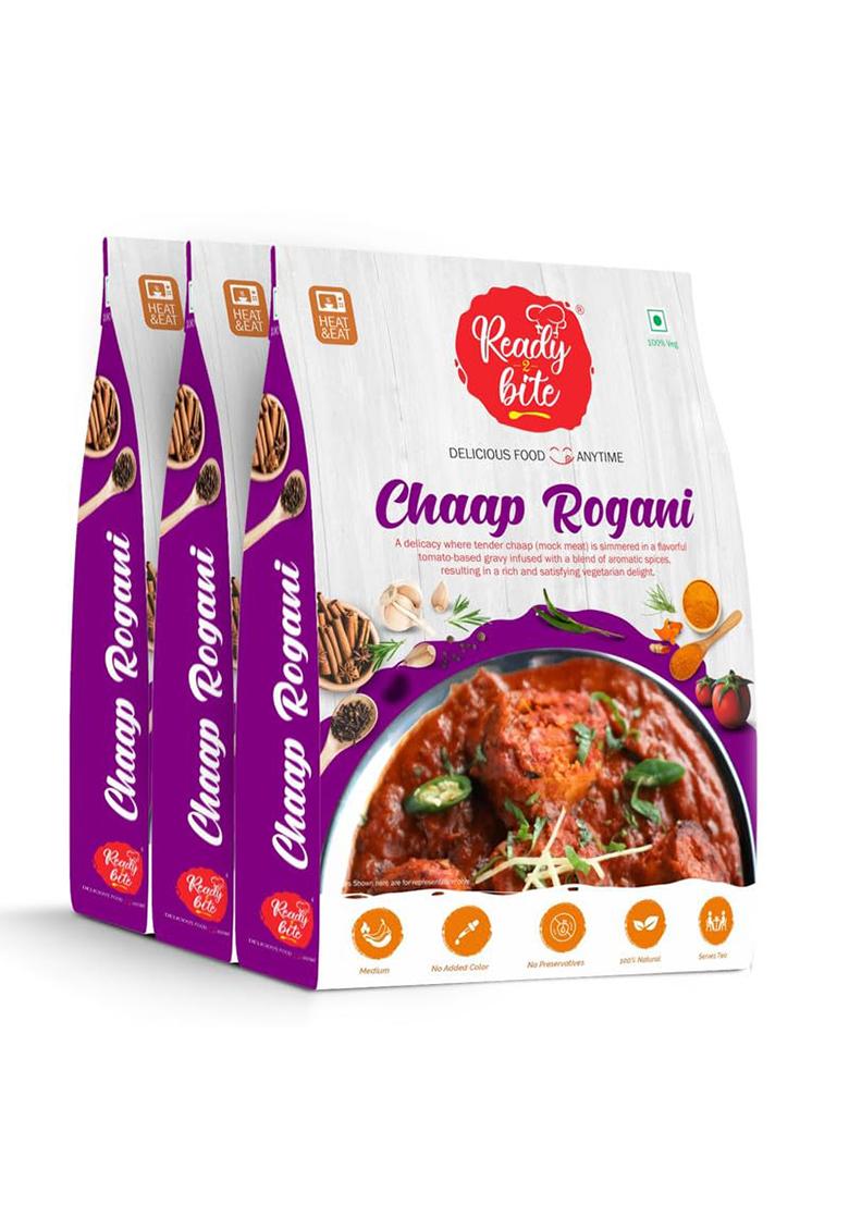 Ready 2 Bite Chaap Rogani (Pack Of 3) Special Delicious Natural Veg Instant Food To Eat In Few Minutes | Slow Cooked Heat Microwaveable| No Artificial Colour Preservative