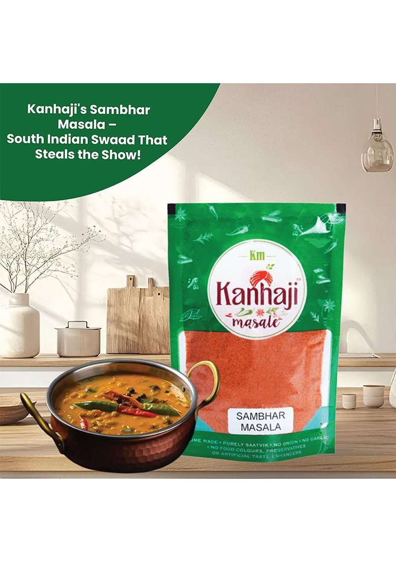 Kanhaji Masale Sambhar Masala Powder, No Onion Garlic, 100% Natural Ingredients (100 Gm) - Indya