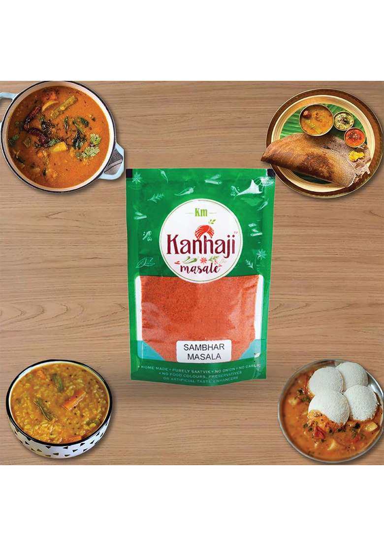 Kanhaji Masale Sambhar Masala Powder, No Onion Garlic, 100% Natural Ingredients (100 Gm) - Indya