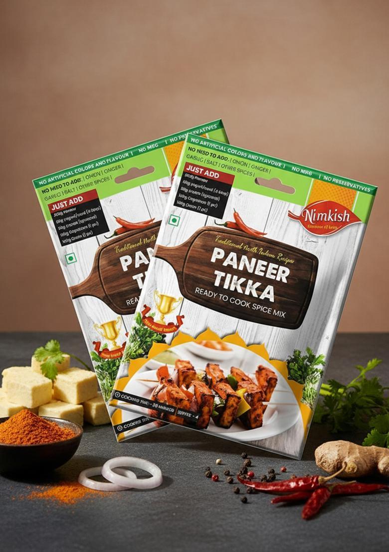 Nimkish Paneer Tikka Spice Mix Pack Of 2 | Ready To Cook Masala 60G Each Complete Premix For Dry Or Gravy Blend Cumin Coriander Garlic Ginger And Chili