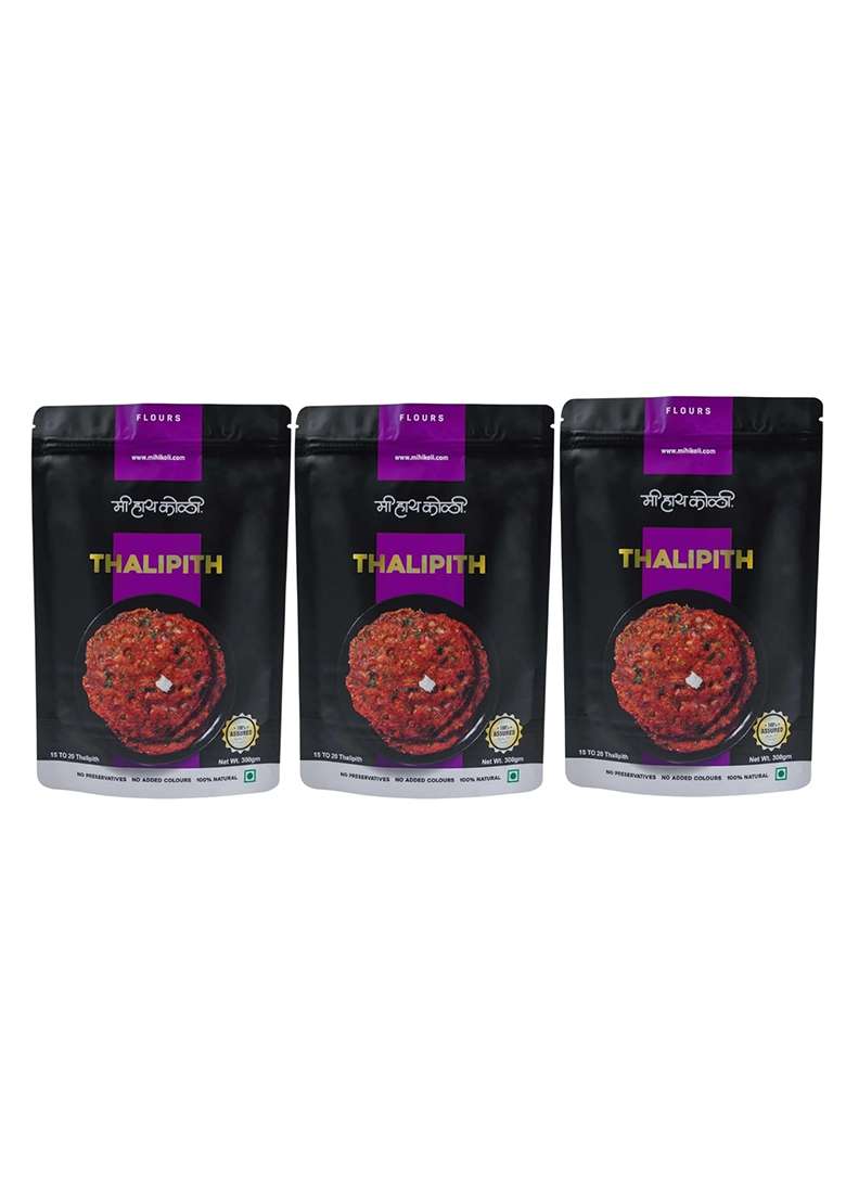 Mi Hi Koli - Thalipith Mix | Authentic Flour Bhajani Pith Healthy Multigrain Delicacy From Kokan Traditional Maharashtrian Cuisine No Added Preservative 300 Gm Pack Of 3 - Indya
