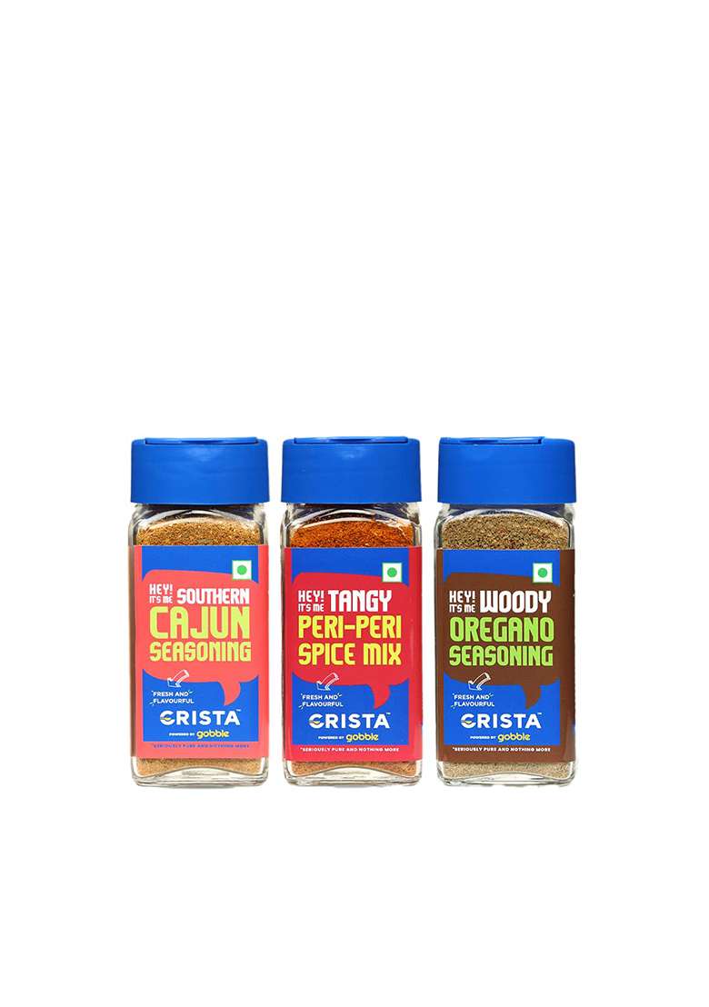 Crista American Multipurpose Seasonings Combo | Cajun Seasoning X 1, 45 Gms Peri-Peri Spice Mix Oregano 50 Pack Of 3 Zero Added Colours, Fillers & Preservatives - Indya