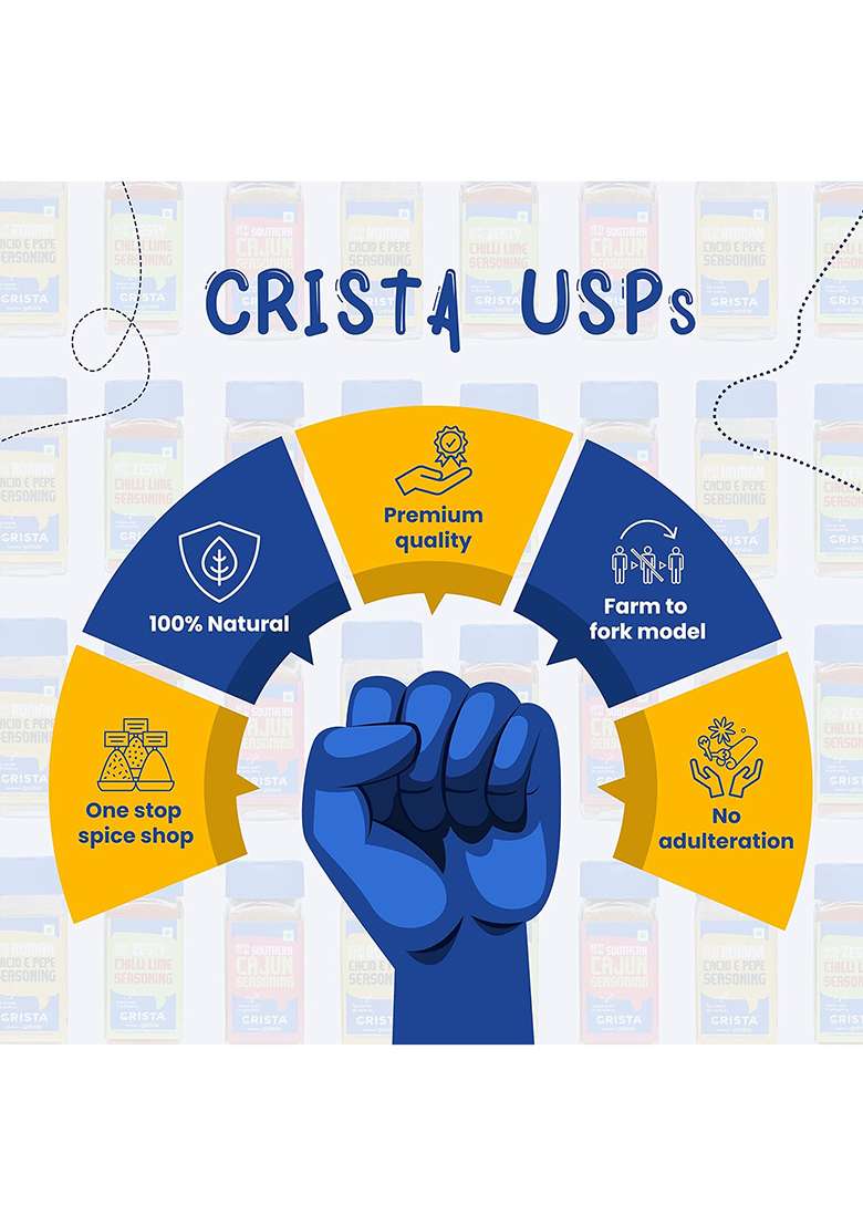 Crista American Multipurpose Seasonings Combo | Cajun Seasoning X 1, 45 Gms Peri-Peri Spice Mix Oregano 50 Pack Of 3 Zero Added Colours, Fillers & Preservatives - Indya