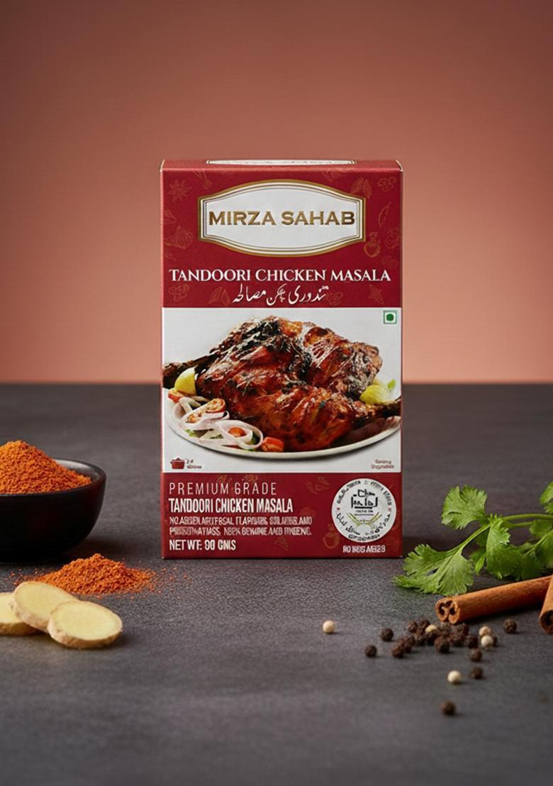 Mirza Sahab Tandoori Chicken Masala | Easy & Ready To Cook Exotic Spice Blend Delicious, Flavorful Aromatic Powder Pack Of 4 X 50G