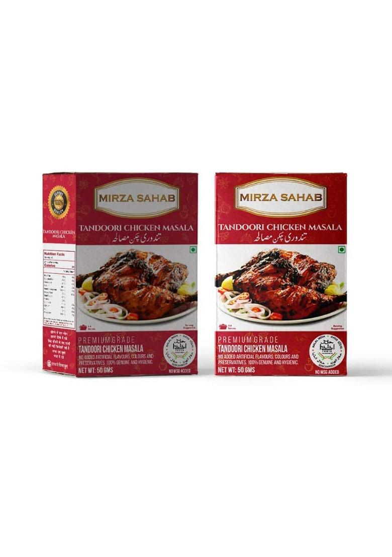 Mirza Sahab Tandoori Chicken Masala | Easy & Ready To Cook Exotic Spice Blend Delicious, Flavorful Aromatic Powder Pack Of 4 X 50G