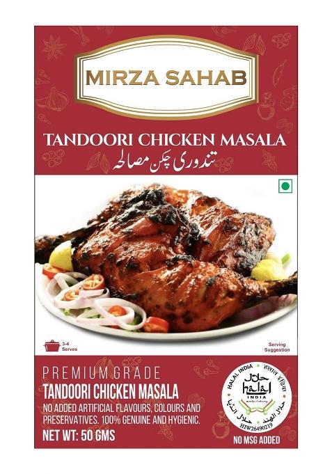 Mirza Sahab Tandoori Chicken Masala | Easy & Ready To Cook Exotic Spice Blend Delicious, Flavorful Aromatic Powder Pack Of 4 X 50G