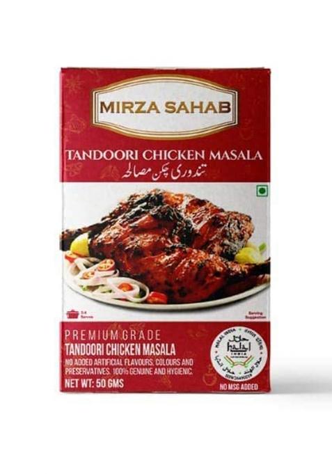 Mirza Sahab Tandoori Chicken Masala | Easy & Ready To Cook Exotic Spice Blend Delicious, Flavorful Aromatic Powder Pack Of 4 X 50G