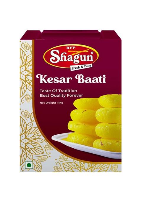 Bfp Shagun Kesar Bati 1Kg | Authentic Indian Sweet Rich Flavor, Creamy Texture 20 Pieces In 1 Tin With Syrup Made Sugar, Milk Solid Saffron Flavor