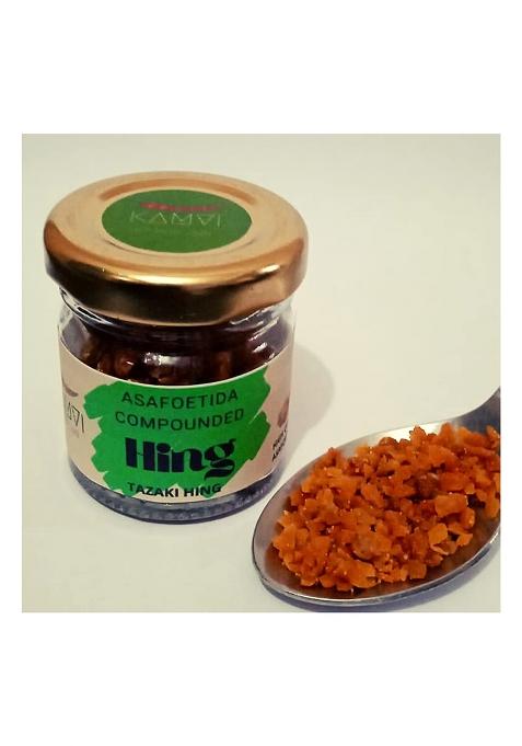 Kamvi - Tazaki Extra Strong Natural Asafoetida Pure | Hand Pounded Kadak Heeng Hing Granule 25 Gram