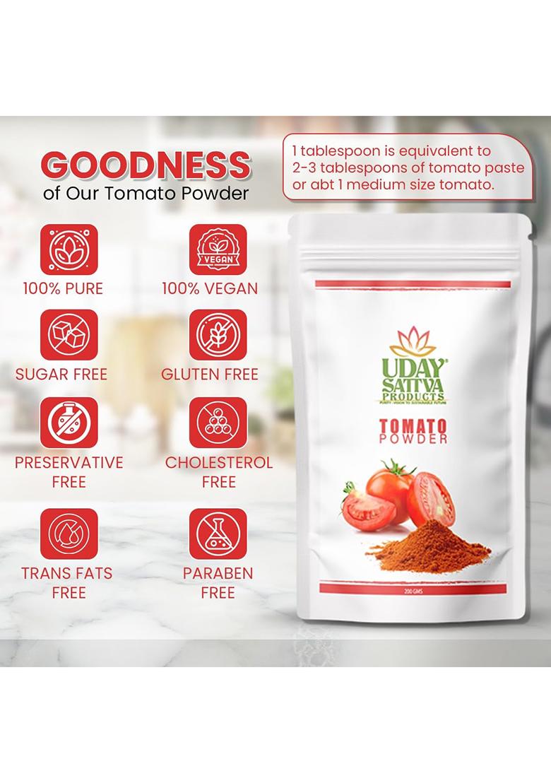 Uday Sattva Products Dried Tomato Powder | Instant, Additive-Free, All-Natural & Free-Flowing Tangy Delicious For Cooking, Soups, Gravies Seasoning Ready To Use 100G