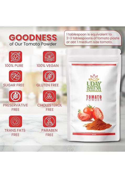 Uday Sattva Products Dried Tomato Powder | Instant, Additive-Free, All-Natural & Free-Flowing Tangy Delicious For Cooking, Soups, Gravies Seasoning Ready To Use 100G