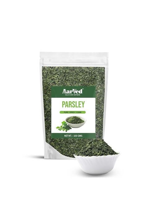 Aarved Sun Dried Parsley Leaves/Flakes (100G) Adding Flavor To Pizza, Curries, Soups, Stews & Salads - Natural Source Of Folic Acid, Rich In Vitamin-B K- Aromatic Freshly Harvested (Pack 1)
