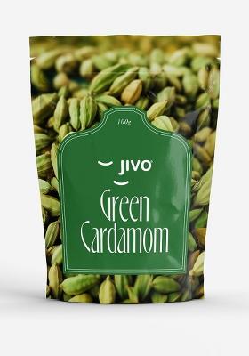 Jivo Green Cardamom 8Mm Elaichi | Whole Natural Spices No Artificial Colors Or Preservatives Distinctive Flavor & Aroma Premium Idukki For Cooking, Baking Tea - 100G