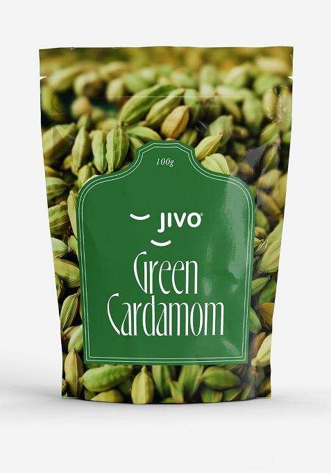 Jivo Green Cardamom 8Mm Elaichi | Whole Natural Spices No Artificial Colors Or Preservatives Distinctive Flavor & Aroma Premium Idukki For Cooking, Baking Tea - 100G