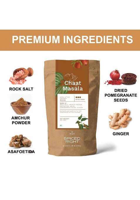 Spiced Right Chaat Masala: 100G Tangy, Zesty Spice Blend For Snacks, Salads, Fruits & Street Food, Authentic Indian Flavor, No Artificial Flavouring Or Colouring