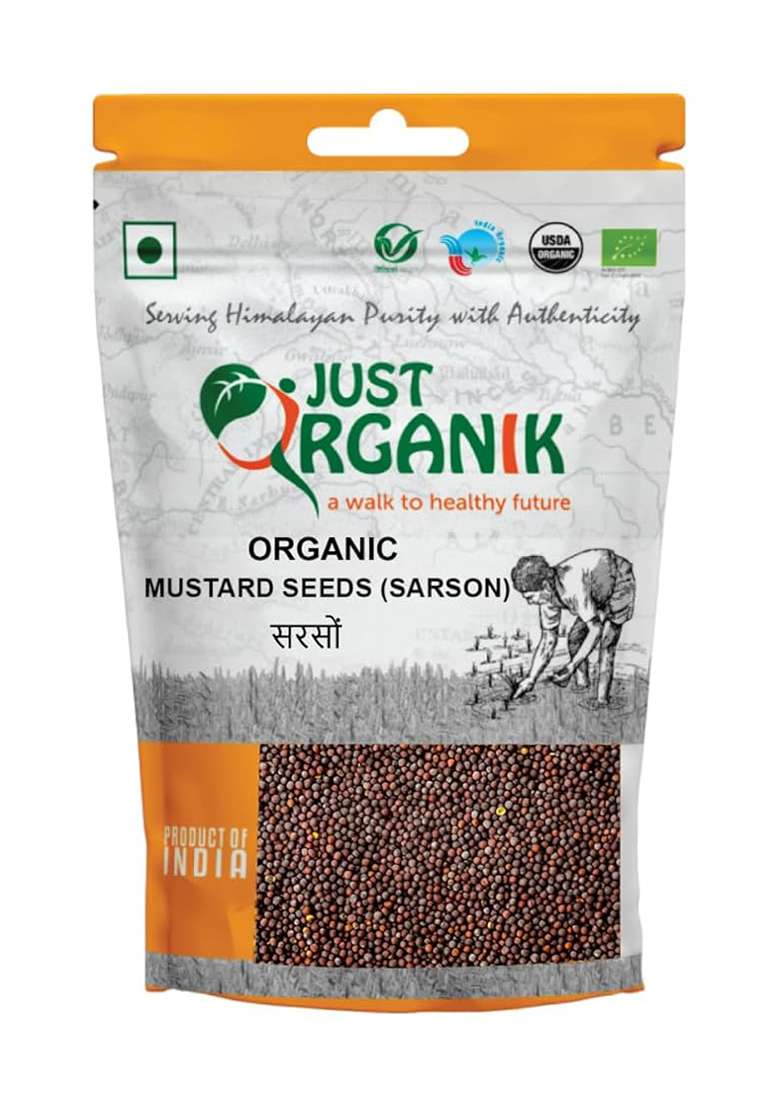 Just Organik - Organic Mustard Seeds 100G, 100% | Sarso Ke Beej Black For Cooking - Indya