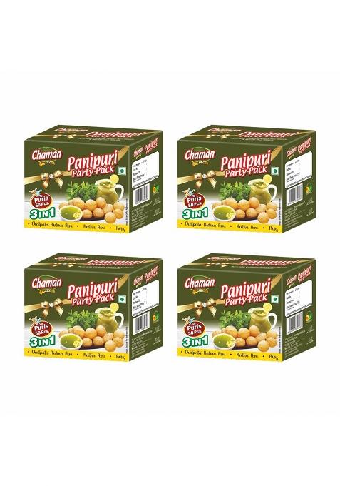 Chaman Pani Puri Golgappe Party Pack With 2 Flavours Of 200G (Pack 4)