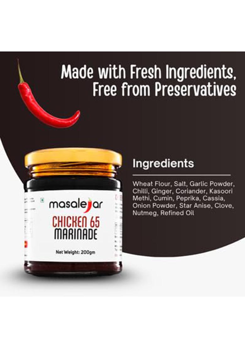 Masalejar Chicken 65 Marinade 200 Gm Serves 5-6 | Ready To Cook Spice Marination Paste Mix Masala Paneer Just & Cholesterol Trans Fat Free No Added Colours
