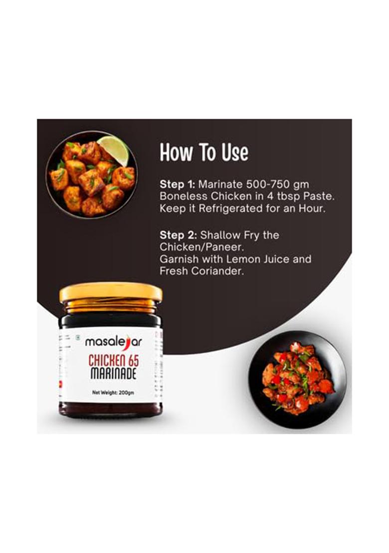 Masalejar Chicken 65 Marinade 200 Gm Serves 5-6 | Ready To Cook Spice Marination Paste Mix Masala Paneer Just & Cholesterol Trans Fat Free No Added Colours
