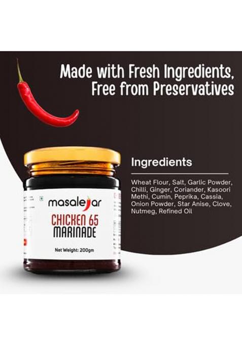 Masalejar Chicken 65 Marinade 200 Gm Serves 5-6 | Ready To Cook Spice Marination Paste Mix Masala Paneer Just & Cholesterol Trans Fat Free No Added Colours