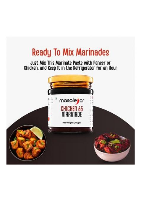 Masalejar Chicken 65 Marinade 200 Gm Serves 5-6 | Ready To Cook Spice Marination Paste Mix Masala Paneer Just & Cholesterol Trans Fat Free No Added Colours