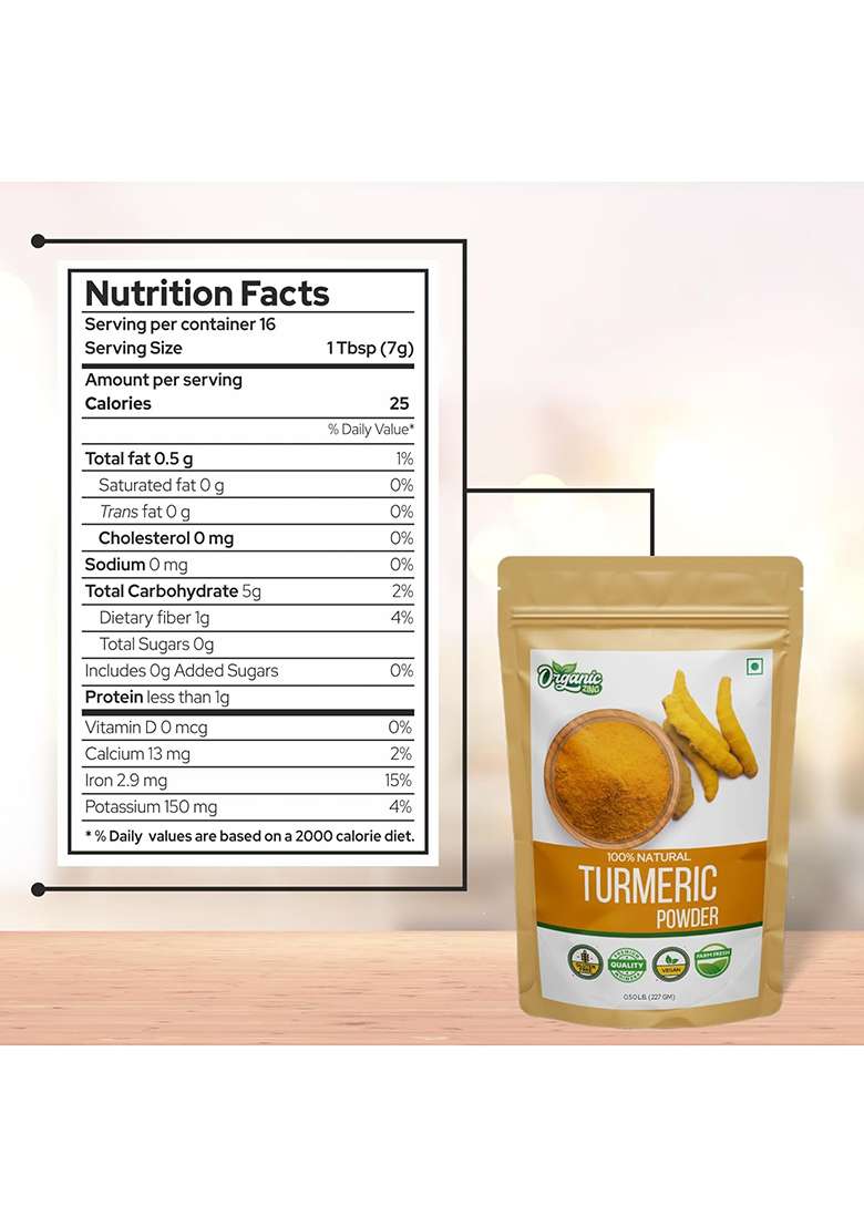 Organic Zing Turmeric Powder | 100% Pure And Rich In Antioxidants Vitamin B6 Immunity Booster Packed Produced India - 227Gm - Indya