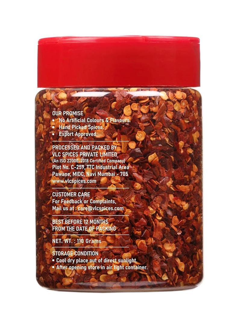 The Chef Co. Chilli Flakes, | Crushed Red Pepper Added To Pizza, Noodles Pasta, Soups, And More No Artificial Flavours & Colours-110 Gram (Pack Of 1)