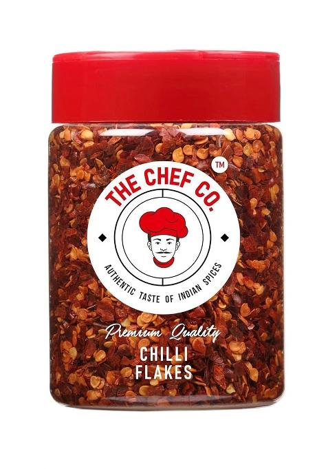 The Chef Co. Chilli Flakes, | Crushed Red Pepper Added To Pizza, Noodles Pasta, Soups, And More No Artificial Flavours & Colours-110 Gram (Pack Of 1)