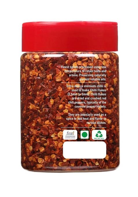 The Chef Co. Chilli Flakes, | Crushed Red Pepper Added To Pizza, Noodles Pasta, Soups, And More No Artificial Flavours & Colours-110 Gram (Pack Of 1)