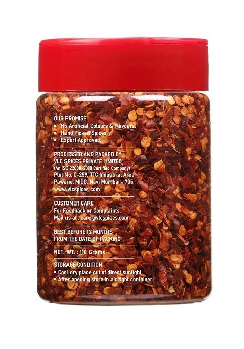 The Chef Co. Chilli Flakes, | Crushed Red Pepper Added To Pizza, Noodles Pasta, Soups, And More No Artificial Flavours & Colours-110 Gram (Pack Of 1)