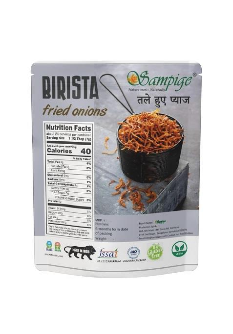 Sampige Fried Onion Birista/Barista/Barrista, Flakes, Crispy & Crunchy Golden Onions, 100% Natural Veg, Vegetable Oil Base Onions 250Gms - (Introductory Offer)