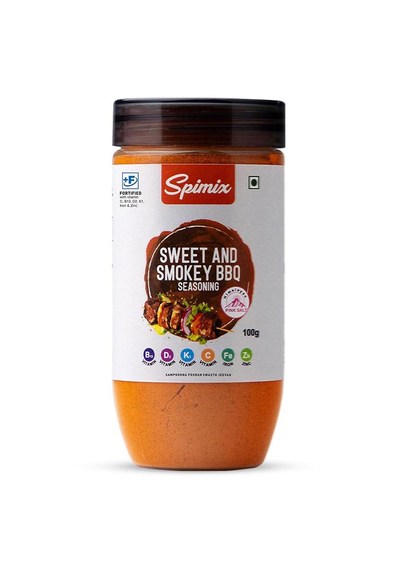 Spimix Sweet & Smokey Bbq Seasoning | 100G Made Healthier With Vitamin B12 D And Himalayan Pink Salt| Tangy, Bold Spice Blend For Grilling, Marinades, Roasted Veggies Snacks
