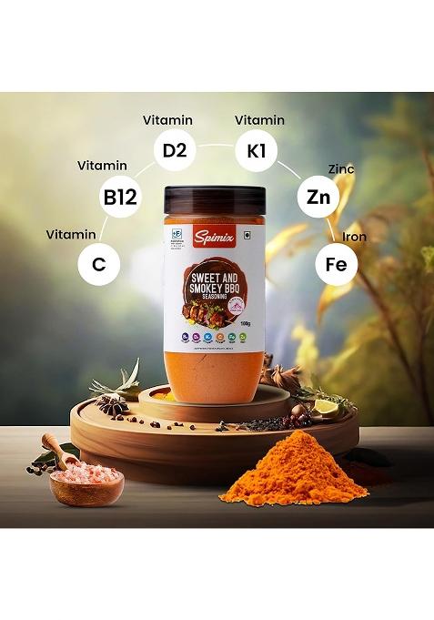 Spimix Sweet & Smokey Bbq Seasoning | 100G Made Healthier With Vitamin B12 D And Himalayan Pink Salt| Tangy, Bold Spice Blend For Grilling, Marinades, Roasted Veggies Snacks