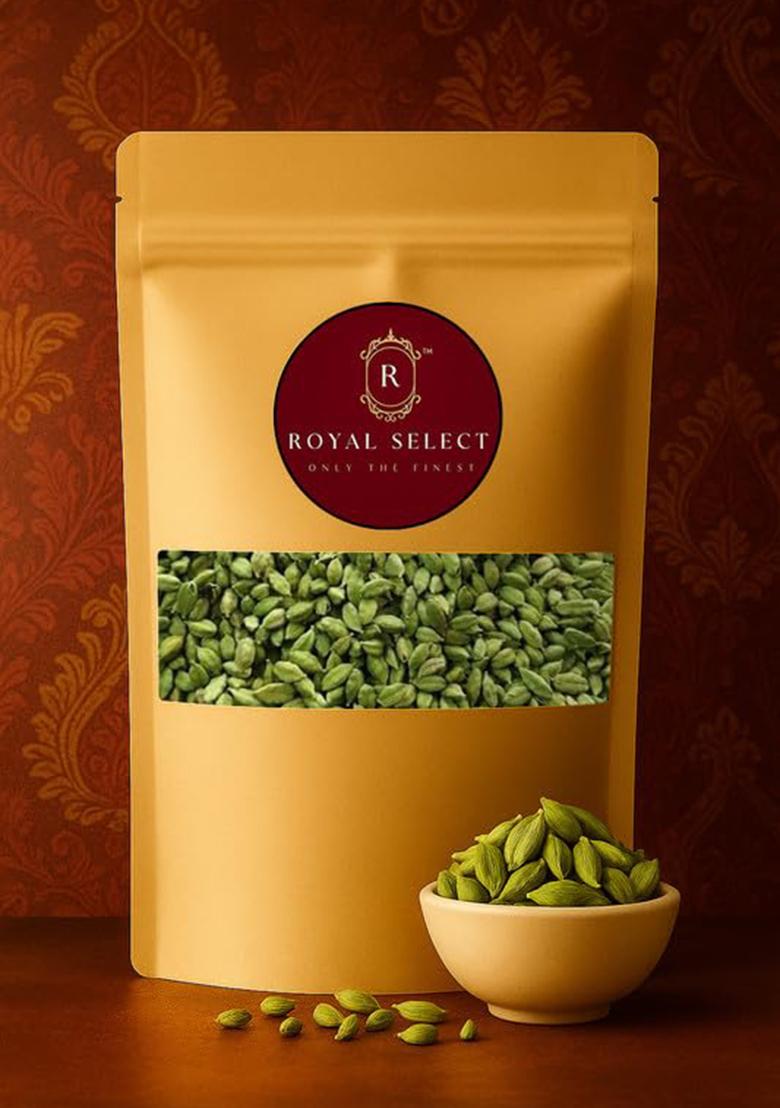 Royal Select Only The Finest Green Elaichi | Premium Whole Cardamom Pods 100% Natural & Aromatic No Additives Or Preservatives Ideal For Sweets, Tea, Biryani Cooking Handpicked Quality 250Gm