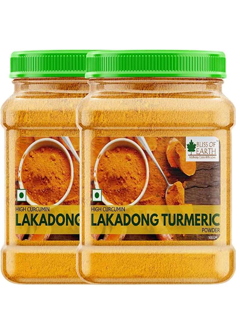 Bliss Of Earth Turmeric Pure Haldi Powder Curcumin From Meghayala Certified Organic Lakadong Antioxidant & Anti-Inflammatory 500Gm Pack 2 - Indya